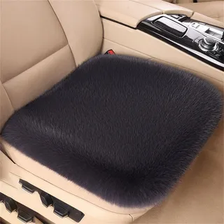 champracer Autositzbezug Lammfell, Lammfell Sitzbezug für Auto, Autokissen WinterplüSch, Echtlammfell Vollbezug Vordersitzbezug - Universal (Dunkelgrau)