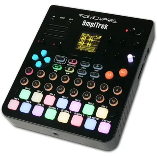 Sonicware SmplTrek [Sampler & Groovebox] 48kHz-16bit Sampler, 30 polyphone Stimmen, 10 Sequenzerspuren, 35 Effekte, 10 Kanalmixer, 15 anschlagdynamische Pads mit RGB LEDs