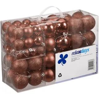 Relaxdays Weihnachtskugeln 100er Set Braun,Silber