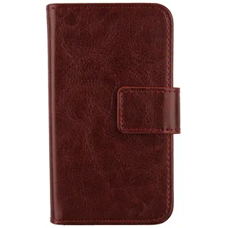 Gukas PU Leder Tasche Hülle Für MEDION Life S5004 MD 99722 5" Handy Flip Design Brieftasche mit Kartenfächer Schutz Protektiv Case Cover Etui Skin Shell (Farbe: Braun)