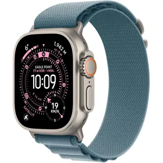 GPS + Cellular 49 mm Titangehäuse Natur Alpine Loop Hellblau M