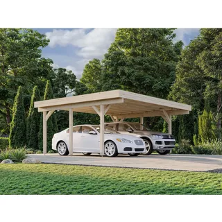 Palmako Karl Doppel-Carport 600 x 512 cm Braun tauchgrundiert 