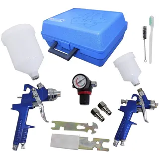 Trutzholm 2x HVLP Spraypistole Lackierpistole Set Druckminderer Koffer Spritzpistole