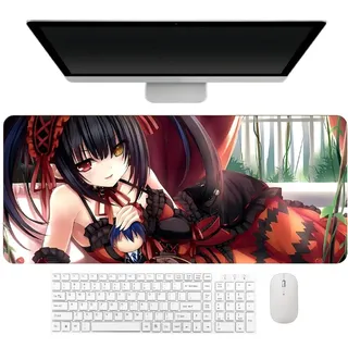 4 mm Verdickung. Anime Date a Live Tokisaki Kurumi Mauspad, Tastaturpad, 700 x 300 x 4 mm, zarter Schlossrand, wasserdicht, rutschfest, leicht zu waschen