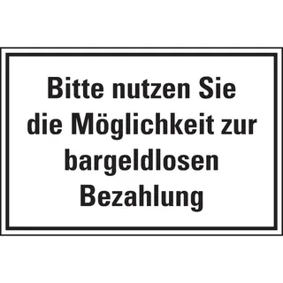 König Werbeanlagen Hinweisschild Bitte nutzen Sie bargeldlose Bezahlung,Folie,selbstkl.,150x100mm