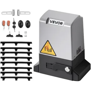 Vevor Schiebetorantrieb, 400 W, Hoftorantrieb für Türen bis zu 25 m/1000 kg, Toröffner, Rolltormotor mit Nylon-Zahnstange, Infrarotsensor & 2 Fernbedienungen, Öffnungssystem für Einfahrtstore