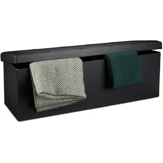 Relaxdays Faltbare Sitzbank HxBxT 38 x 114 x 38 cm, XL Kunstleder schwarz