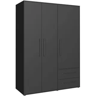 Forte Drehtürenschrank Jupiter 144 x 200 x 58,8 cm Schwarz Matt