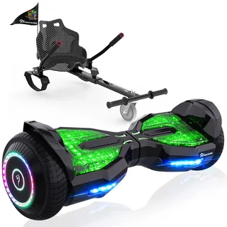 EVERCROSS EV2 Hoverboards mit Sitz - 5,2 Ah Akku, 15 KM/H, Bluetooth Music, 7-Farben Pedallichter, 85 KG Tragkraft, Hover Boards mit Hoverkart Für Kinder & Jugendliche & Erwachsene