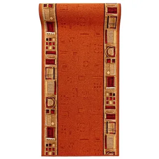 Mazovia Läufer Retro Bordüre Orange Flur, Schlafzimmer, Diele, Fußbodenheizung orange 67 cm x 100 cm