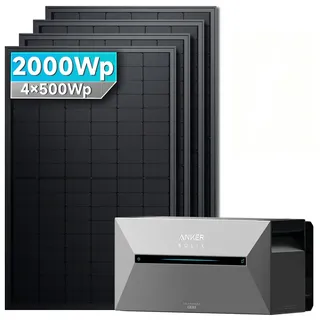 Anker SOLIX Solarbank 2 E1600 Pro mit 500Wp Bifaziales Solarmodul Basic Set - 2000Wp ‚Äì 4 Module üî•