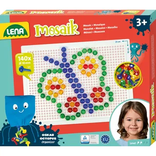 Lena Mosaik Steckspiel Set 140 Stecker Ø 10 mm mit Steckplatte 21 x 16 cm
