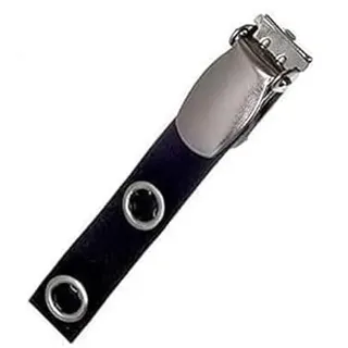 5x Metallclip mit SCHWARZER Lasche Hosenträgerclip Metalldruckknopfverschluss Clip für Kartenhalter Ausweishülle Ausweishalter Namensschildhalter Ausweisclip