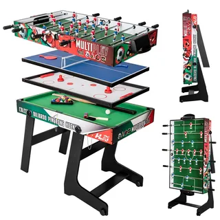 HLC 4 in 1 Multi Spieltisch Kicker Multigame Klappbar - Teleskopstangen Multifunktionstisch Billard Tischtennis Tischhockey - 123 * 61 * 80CM, Mehrfarbig