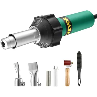 Vevor Heißluft-Kunststoffschweißgerät, 1600 w Heißluftpistole, 50–600 °c pvc tpo Vinyl Schweißbrenner, 5-teiliges Hot Air Welder Set und 2 Flachdüsen, 1