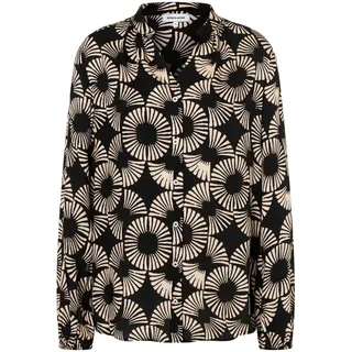 More & More fließende Viskosebluse mit Print in black/beige | Gr.: 44