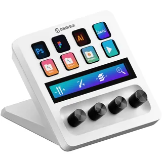 Elgato Stream Deck + Weiß, Audiomixer und Studio-Controller | LCD-Tasten, Regler und Touch-Leiste, kompatibel mit Zoom, Teams, Office, Wave-Link-Mixing, Mac und PC