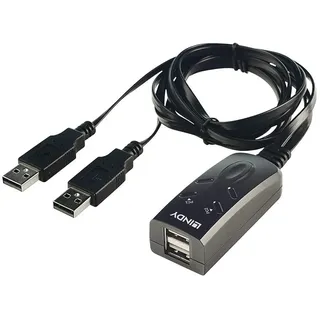 Lindy 2 Port USB KM Switch - Maus Switch USB für 2 Port Tastatur-/Maus-Umschalter