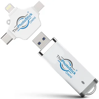 ThePhotoStick Omni 64 GB USB-Flash-Laufwerk & Speicherstick – Foto- & Video-Backup für iPhone, Android, Mac & PC – Multiport-Verbindung zum einfachen Speichern und Übertragen von Dateien
