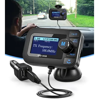 DeeprBlu DAB Adapter für Autoradio, 2.3" DAB Plus Radio Auto FM Transmitter DAB+ Digitales Radio Adapter mit Bluetooth Freisprechanruf,Autoradio Bluetooth DAB+Aux Out+USB KFZ Ladegerät+TF Musikplayer