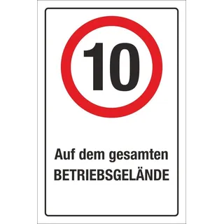 WERBEPUNKT. Schild Auf dem gesamten Betriebsgelände 10 km/h Hinweisschild 3 mm Alu-Verbund 450 x 300 mm