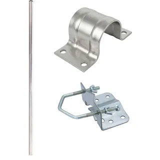 Skyrevolt 2m Antennenmast SR-48 Stahl Ø 48 mm Satmast verzinkt + Mastfuss + Mastschelle Stahl