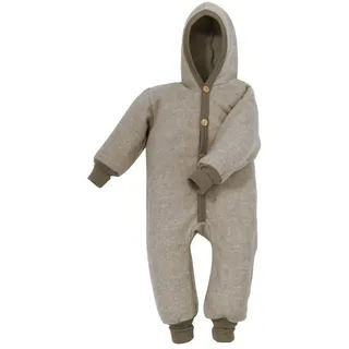 cosilana Baby Overall mit Kapuze aus Bio Wolle / Bio Baumwolle Latte macchiato-Melange 86/92