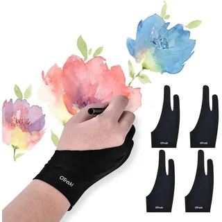 OTraki Antifouling Handschuh für Grafiktablett, 4 Stück 7x18.5cm Drawing Glove Elastisch Zeichenhandschuh Artist Glove Künstler Handschuh für Rechts und Links Digitale Tablet Pen-Monitor (S)