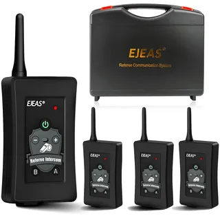 EJEAS FBIM Professionelle Bluetooth Headset für Schiedsrichter,4-Wege Kommunikationssystem mit Reichweite bis zu 1500m Drahtlose Sprechanlage mit Rauschunterdrückung (4 Stück)