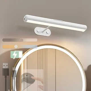 GZZBMY Bilderleuchte LED Kabellos mit Schalter Bildbeleuchtung Kabellos mit 3 Beleuchtungsmodi 4000mAh USB Wiederaufladbare Bilderrahmen Beleuchtung mit Timer Bilderlampe Wandleuchte für Malen (Weiß)