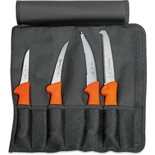 F.Dick F. DICK Textil-Rolltasche "Jagd" 4-tlg. (Maße 34,50 x 35,50 x 6cm, mit Aufbrechmesser, Ringelmesser, Ausbeinmesser und Jagdknochensäge, Farbe Orange, Jagdmesserset) 82061000