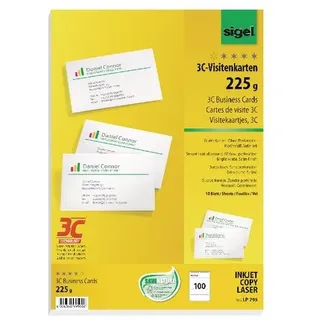 Sigel Visitenkarten LP795 satiniert weiß 225 g/qm, 100 St.