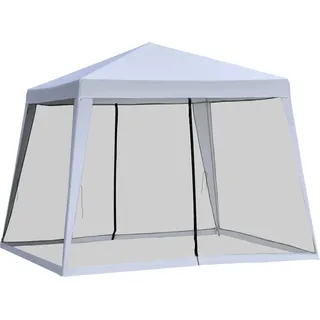 Outsunny Gartenpavillon 3x3 m wetterfestes Partyzelt mit Moskitonetz aus Metall und Polyester in Grau für Gartenfeiern   Aosom.de