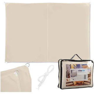 Relaxdays Sonnensegel rechteckig, wasserabweisend, Uv-beständig, mit Spannseilen, Terrasse, Balkon, Bxt: 2 x 3 m beige