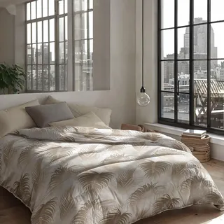 Zelesta Royalbed Bettdecke 4 Jahreszeiten - Bettwäsche winterdecke und Sommer-Bettdecke warm Duvet - Waschbare bettdecke ohne Bezug - Anti-Allergene Steppdecke (Palm Leaves, 240x200cm (XL))