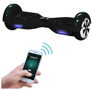 Robway Balance Scooter 6.5” Hoverboard W1 - 700 Watt mit LED Licht & Bluetooth Player, 700,00 W, 15,00 km/h, (Hoverbaord für Kinder, 1 tlg., Hoverboard, Balance Scooter, Skateboard, Elektro Scooter, Balanceboard), Self-Balance-Scooter, Bluetooth, Robway App, LED, Gyrosensoren schwarz