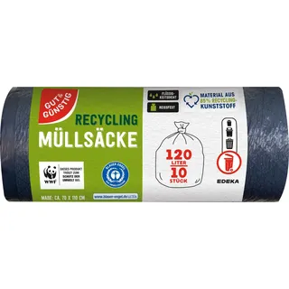Gut&Günstig Müllbeutel RECYCLING 120,0 l schwarz, 10 St.