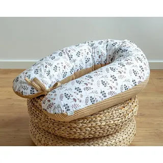 LOOLAY schwangerschaftskissen 170cm – Stillkissen und Lagerungskissen für Schwangere – 100% Öko-Tex Baumwolle – Ergonomisches Körperkissen mit Waschbarem Bezug (Taupe Waffel/Braun Wiese)