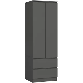 Akord Kleiderschrank Akord S60 Graphitgrau 60 cm 2 Türen 2 Schubladen Regal B60 X H180 X T51 Cm