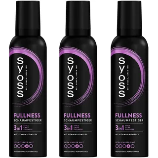 3x 200ml Syoss Fullness Schaumfestiger 3in1 48h Extra Starker Halt Fülle Volumen
