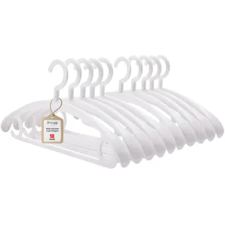 Trrcylp 10 Stück robuste Kunststoff-Kleiderbügel 11,3 kg Kapazität Drehhaken l breite Schulter rutschfest dick Kleiderbügel (weiß)