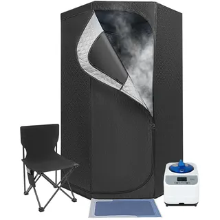 YUNRUX Mobile Dampfsauna Temperatur einstellbar Mini Sauna für zuhause Portable Sauna mit Timer Heimsauna mit 3L Dampfgenerator klappbarer Stuhl Fernbedienung Tragbare Saunazelt Sitzsauna 90*90*180cm
