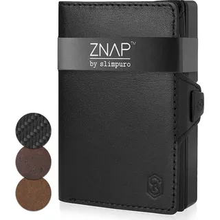 slimpuro ZNAP® Slim Wallet Kreditkartenetui | Geldbörse Herren | Kartenhalter Geldbeutel Herren | Kartenetui Herren Geldbeutel | Herren Portemonnaie mit RFID Schutz | 8 Karten| Schwarz