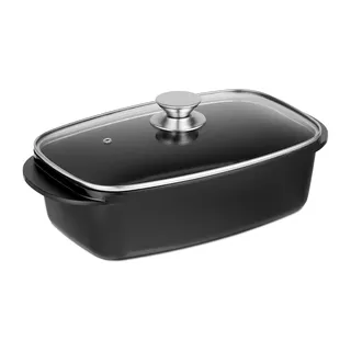 Relaxdays Bräter 5 L rund 36 x 24 cm Schwarz