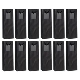 laro Geschenkbox Geschenktüten mit Henkel Flaschentüten Eleganz Schwarz 12-96stk (12 St) schwarz