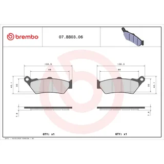 Brembo 07BB0306 Bremsbelagsatz Bremsbeläge hinten