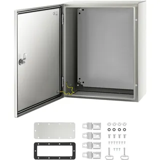 Vevor Schaltschrank NEMA-Industriegehäuse, 50 x 40 x 20 cm NEMA 4X-Stahl-Verteilerschrank, IP66 wasserdicht und staubdicht, elektrischer Anschlusskasten für den Außen-/Innenbereich, mit Montageplatte