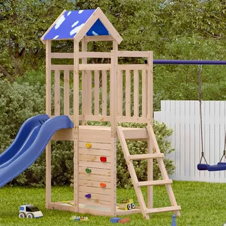 vidaXL Spielturm Braun 110,5 x 52,5 x 215 cm Massives Kiefernholz