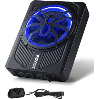 VEVOR Untersitz Auto Subwoofer 440 W 254 mm schlanker Auto Subwoofer unter dem Sitz Subsystem mit eingebautem Verstärker, Hoch-/Niedrigpegel-Eingang und Lautstärkeregler für SUVs Lkws