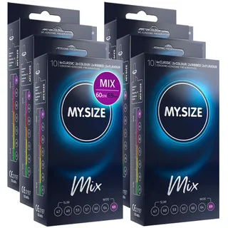 My.Size Mix Kondome Größe 7, 69 mm, Vorteilspackung, | 60 Stück | Condome in 4 aufregenDen Sorten, mit Aroma, Farbe, Genoppt & Classic I